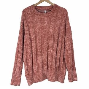 ZENANA OUTFITTERS Sweater Chenille Oversized Cozy Ribbed Cable Knit Size Large